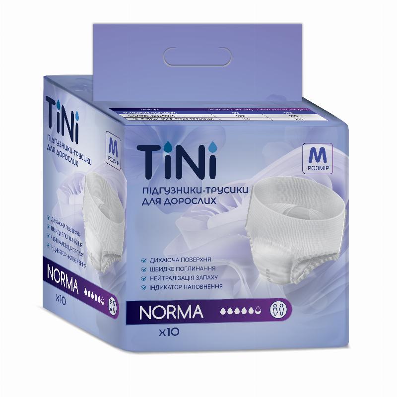 Підгузники-трусики для дорослих TINI NORMA, розмір М, кількість 10 шт/уп